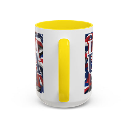 USA Blue font Center Patriot Accent Mug by cypherpunkgear.com