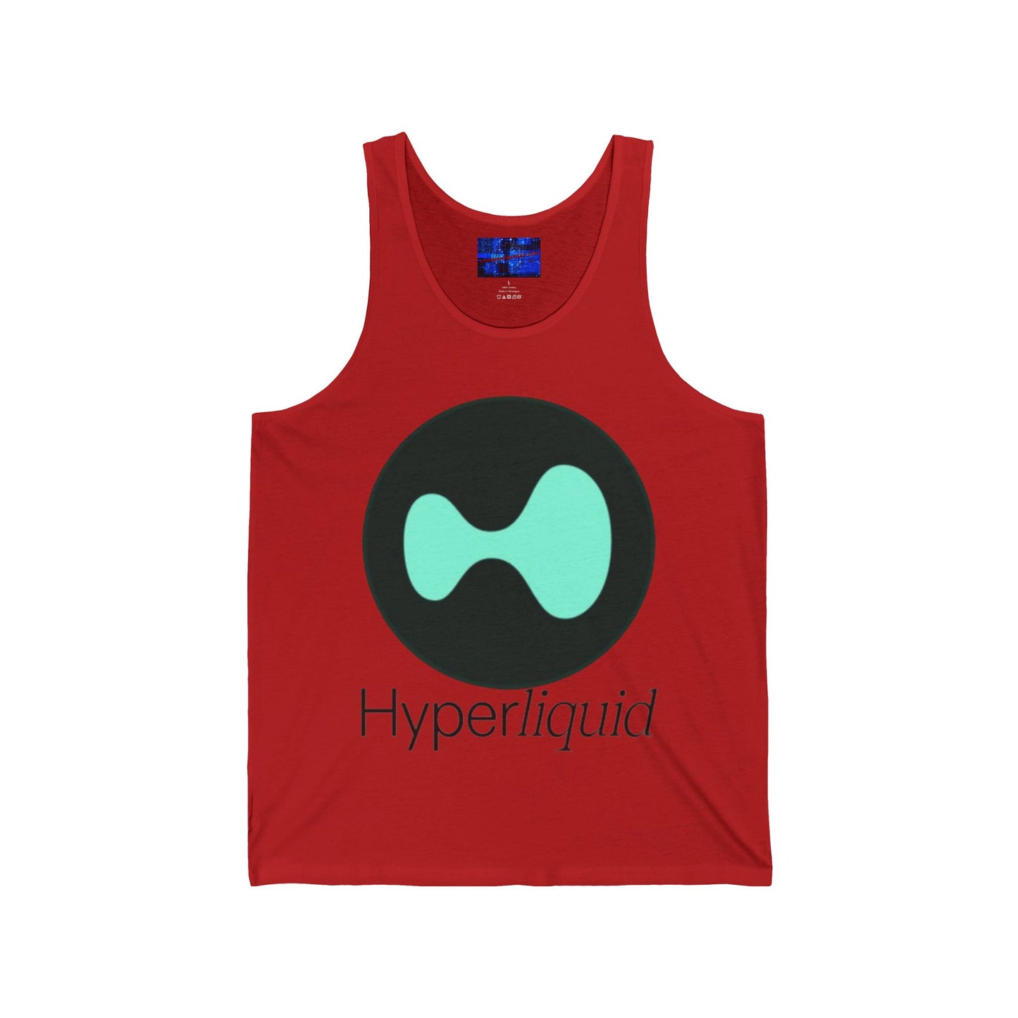 Hyperliquid Black font Unisex Jersey Tank Top by cypherpunkgear.com