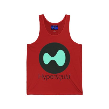 Hyperliquid Black font Unisex Jersey Tank Top by cypherpunkgear.com