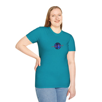 2-sided, cypherpunkgear.com Logo & Cityscape Dark colors Unisex T-Shirt by cypherpunkgear.com
