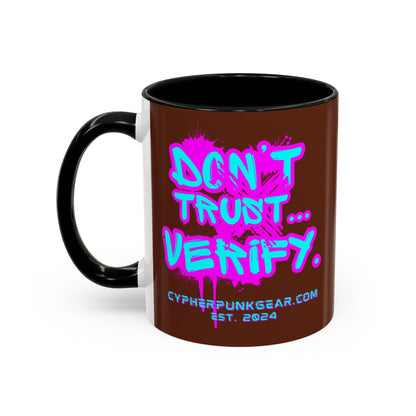 Don't Trust...Verify. Brown Accent Mug by cypherpunkgear.com
