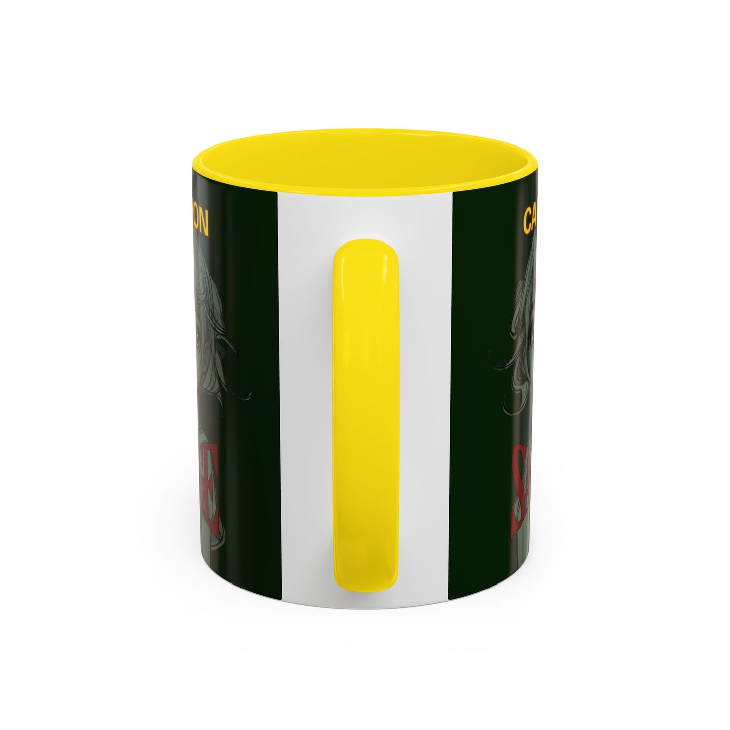 Caution, Savage Dark Green Accent Mug by cypherpunkgear.com