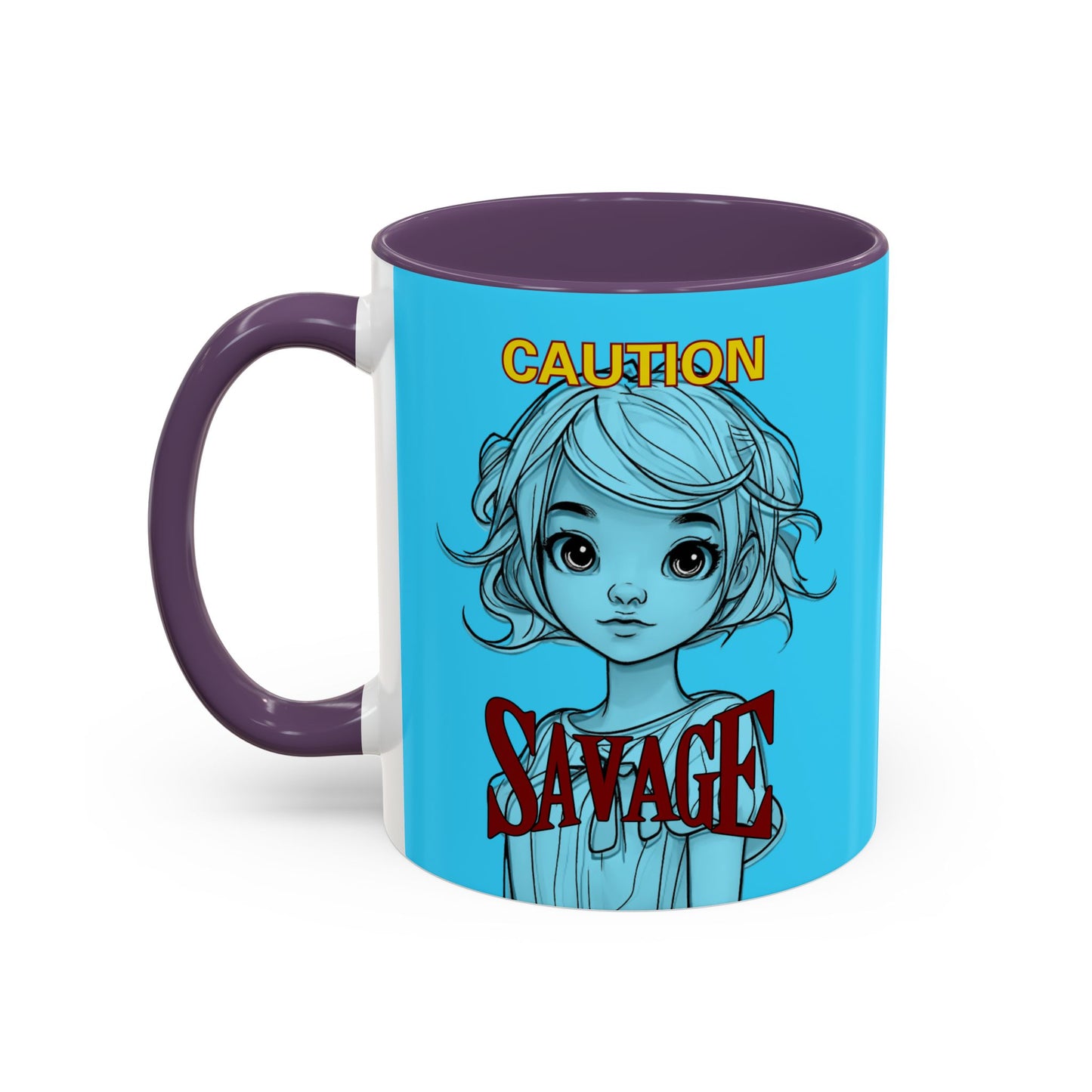 Caution, Savage Light Blue Accent Mug by cypherpunkgear.com