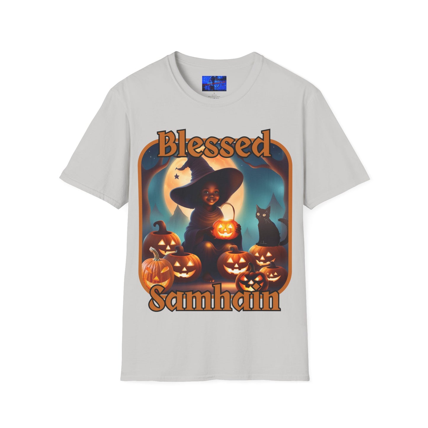 Blessed Samhain Cute Witch ORfont LTcolors Unisex T-Shirt by cypherpunkgear