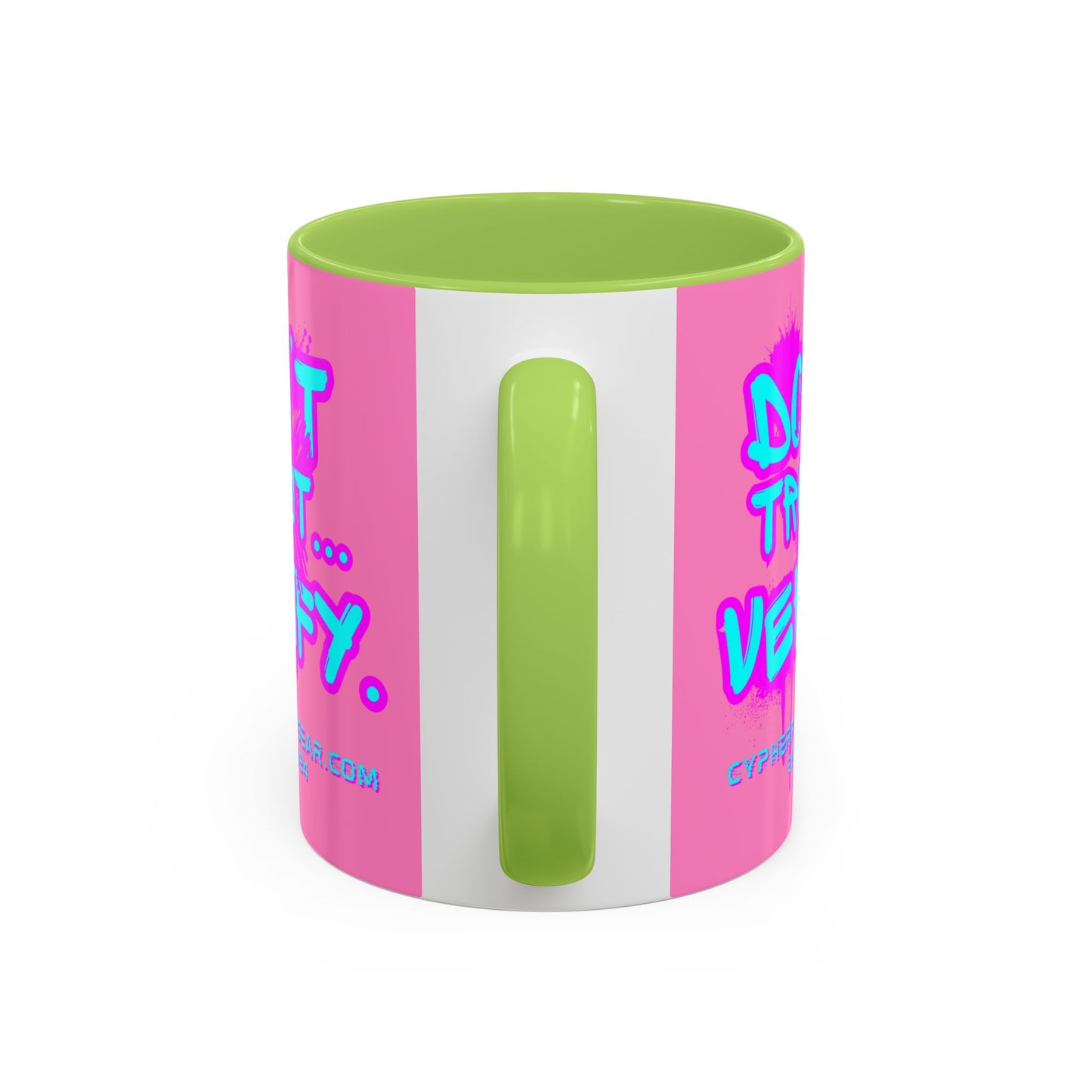 Don't Trust...Verify. Light Pink Accent Mug by cypherpunkgear.com