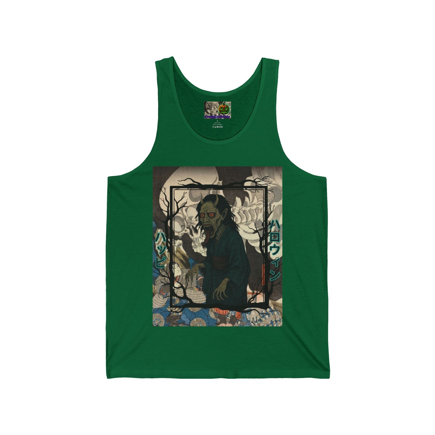 Yōkai Happy Halloween Unisex Jersey Tank Top by CreepyCrafts.boo