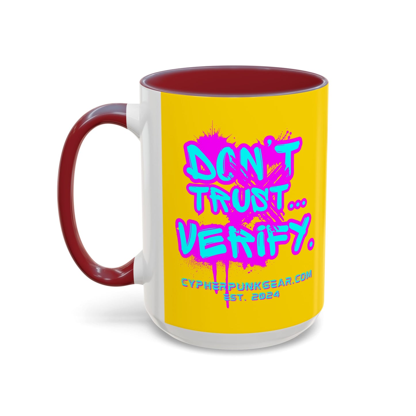 Don't Trust...Verify. Yellow Accent Mug by cypherpunkgear.com