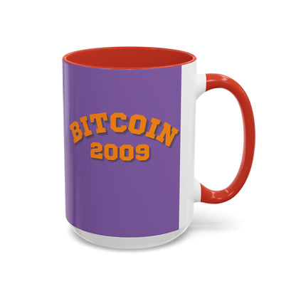 Bitcoin 2009 Light Purple Accent Mug by cypherpunkgear.com