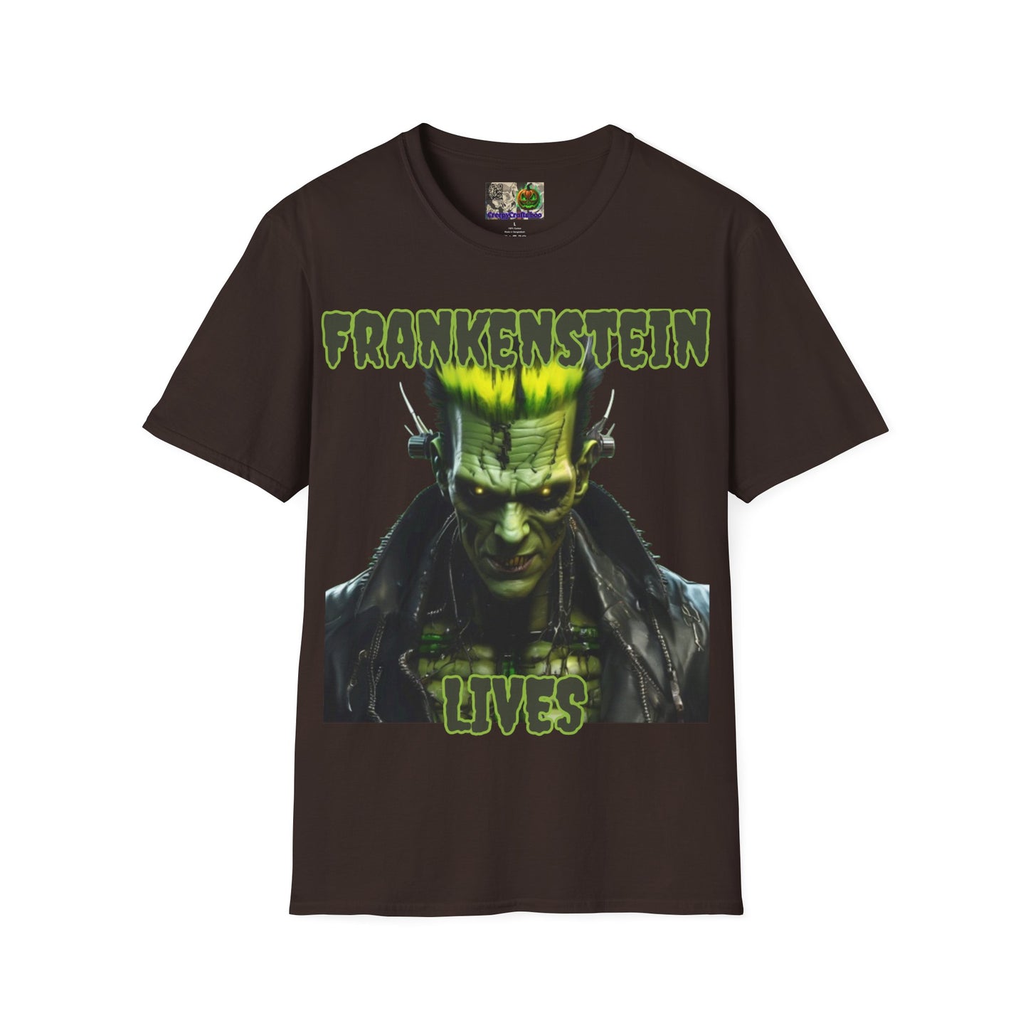 Frankenstein Lives Dark colors Unisex T-Shirt by CreepyCrafts.boo