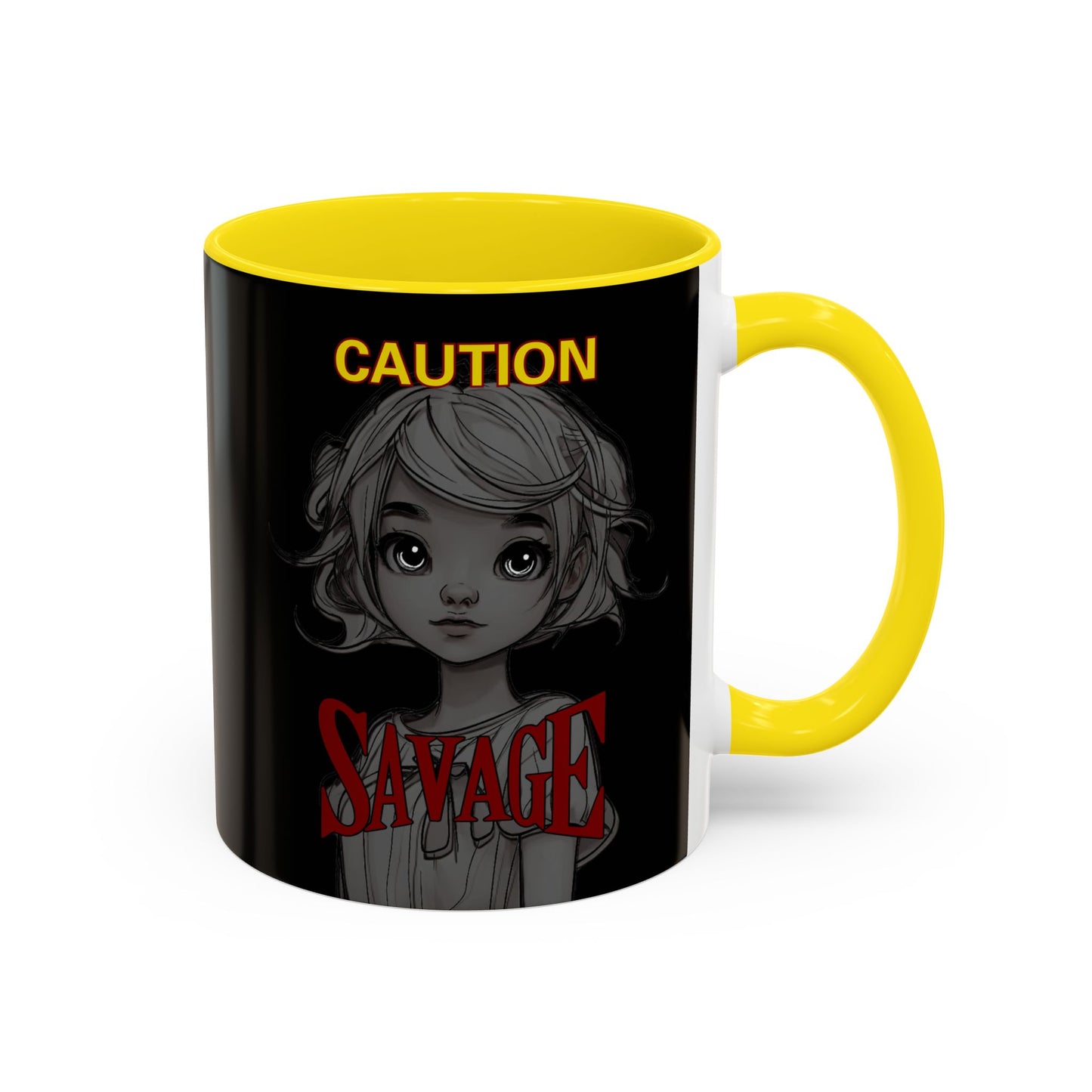 Caution, Savage Black Accent Mug by cypherpunkgear.com