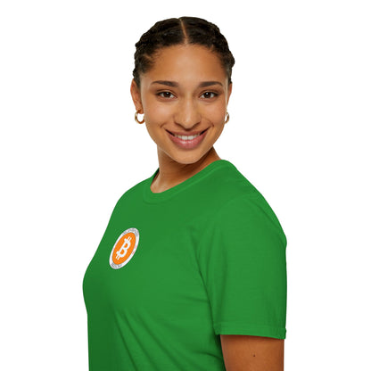 2-sided, Bitcoin (BTC) Decentralized Freedom Dark colors Unisex T-Shirt by cypherpunkgear.com