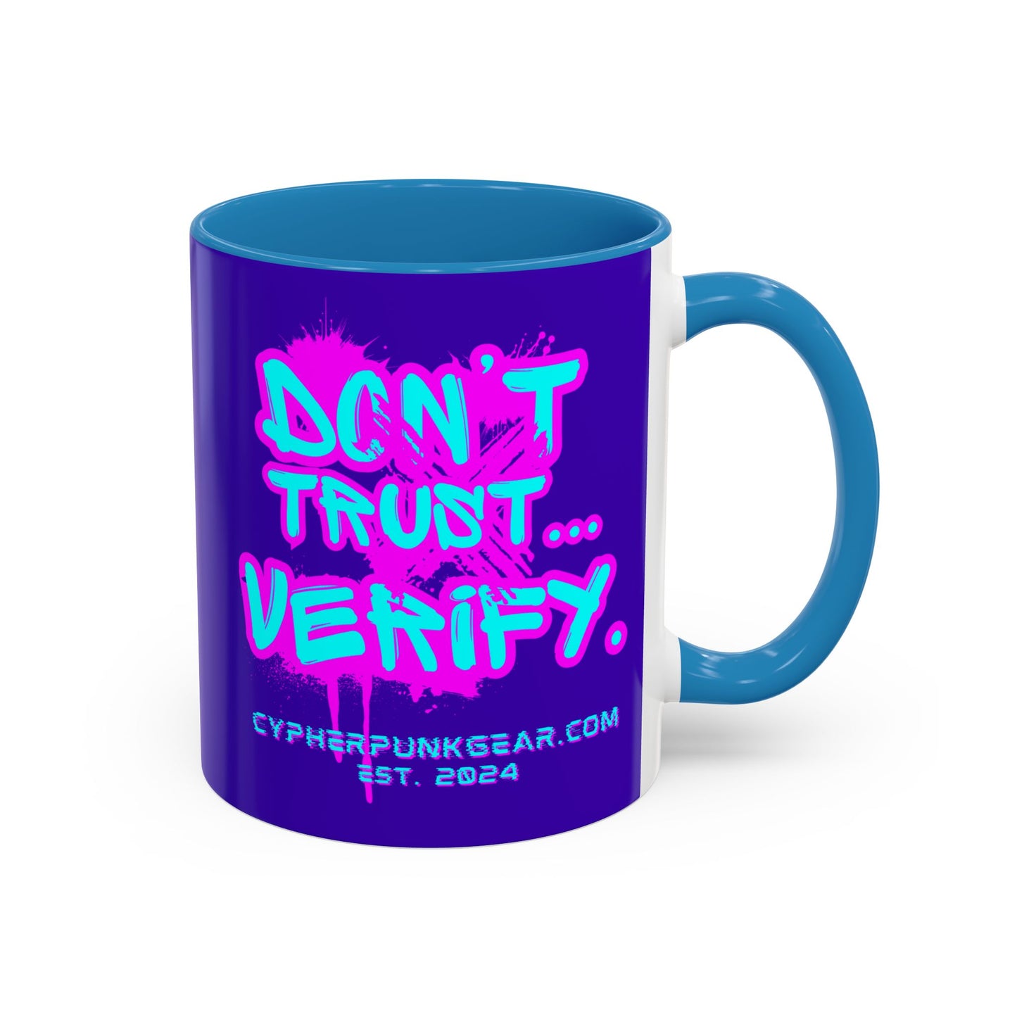 Don't Trust...Verify. Dark Purple Accent Mug by cypherpunkgear.com