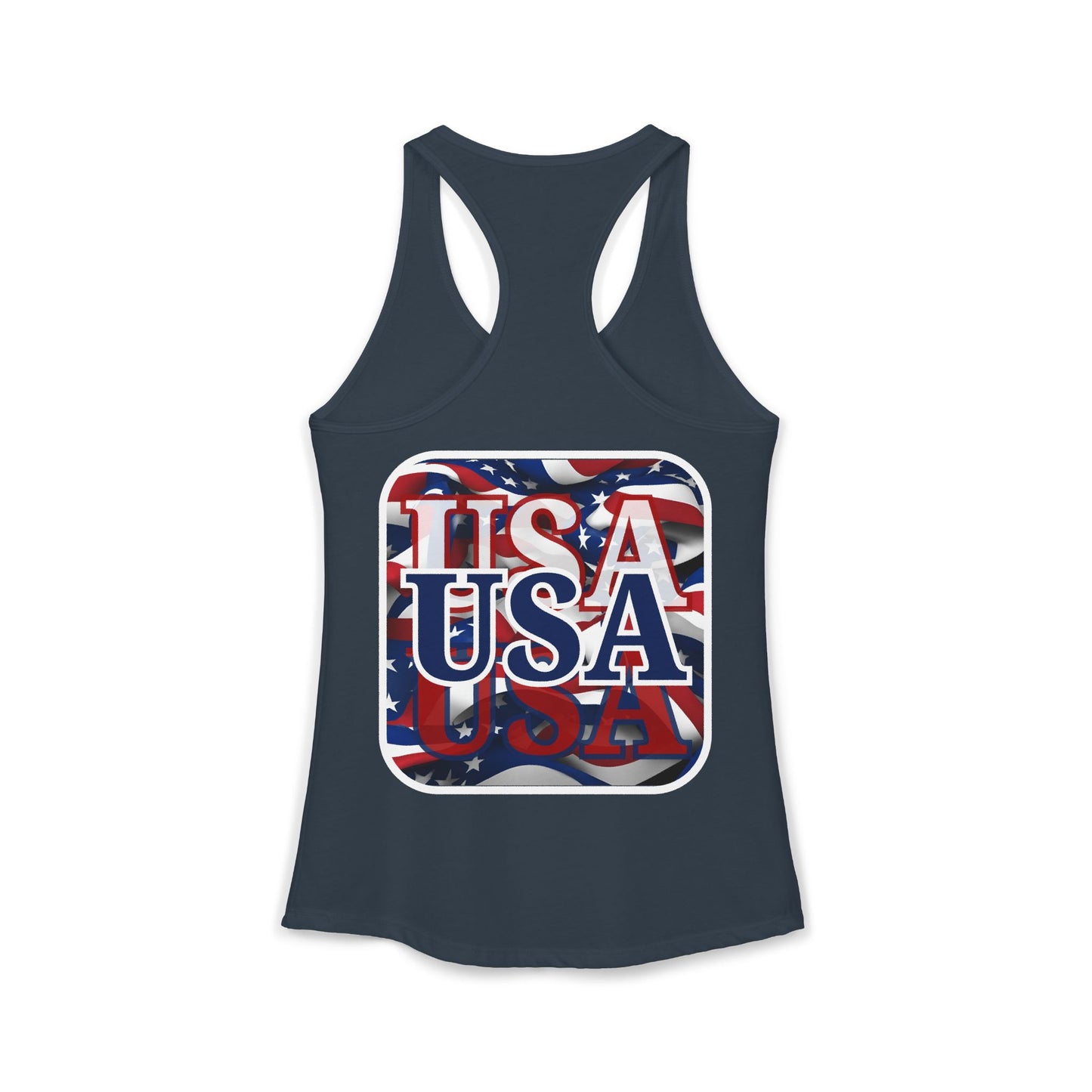 2-sided Red White and BLUE USA Patriot Women's Racerback Tank Top by cypherpunkgear.com