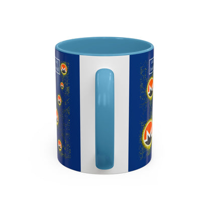Monero (XMR) don't assume your freedoms are assured Blue Accent Mug by cypherpunkgear.com