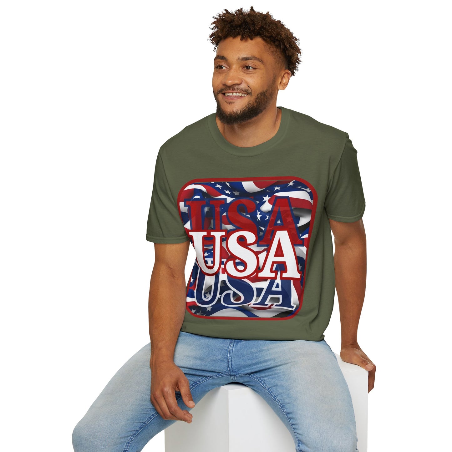 Red WHITE and Blue USA Patriot Dark colors Unisex T-Shirt by cypherpunkgear.com