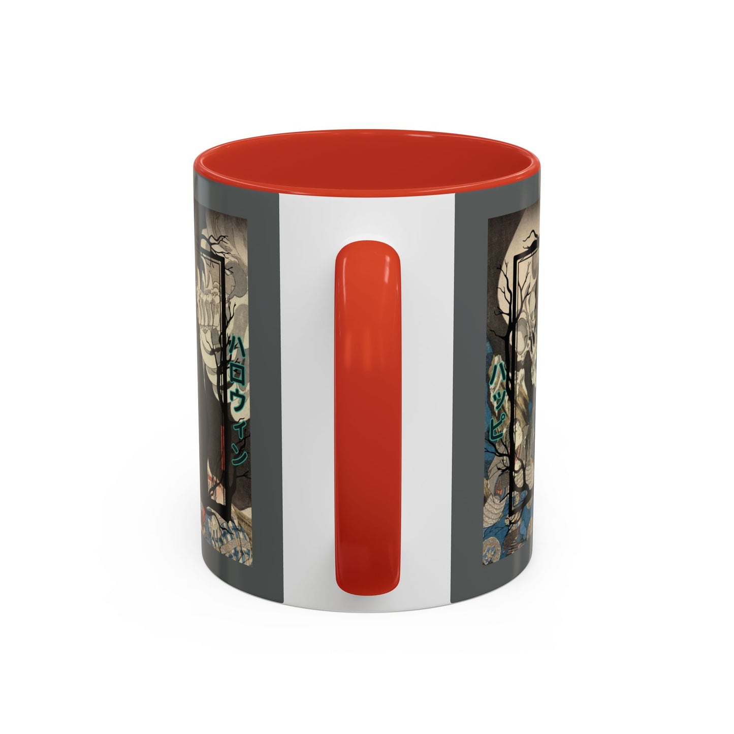 Yōkai Happy Halloween Grey Accent Mug by CreepyCrafts.boo