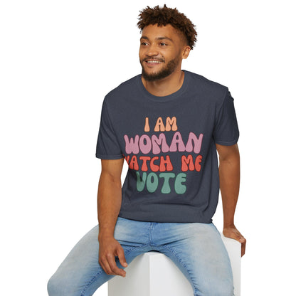 I Am Woman Watch Me Vote DKcolors Unisex T-Shirt by cypherpunkgear