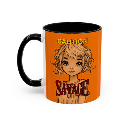 Caution, Savage Orange Accent Mug by cypherpunkgear.com