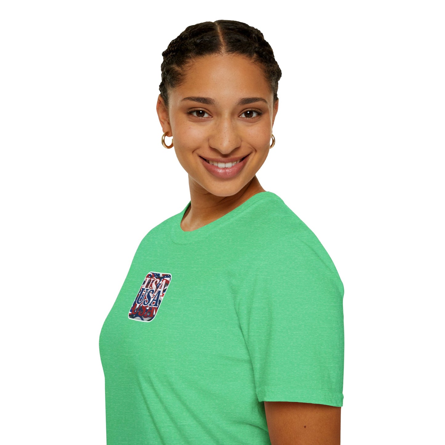 ¡EE.UU! ¡EE.UU! ¡EE.UU! ¡Patriot de 2 caras de cypherpunkgear! Camiseta unisex de estilo suave