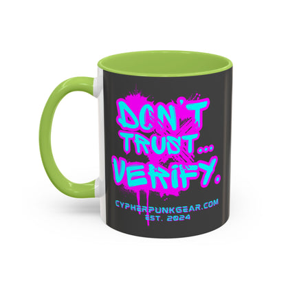Don't Trust...Verify. Grey Accent Mug by cypherpunkgear.com