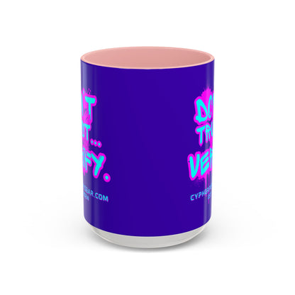 Don't Trust...Verify. Dark Purple Accent Mug by cypherpunkgear.com