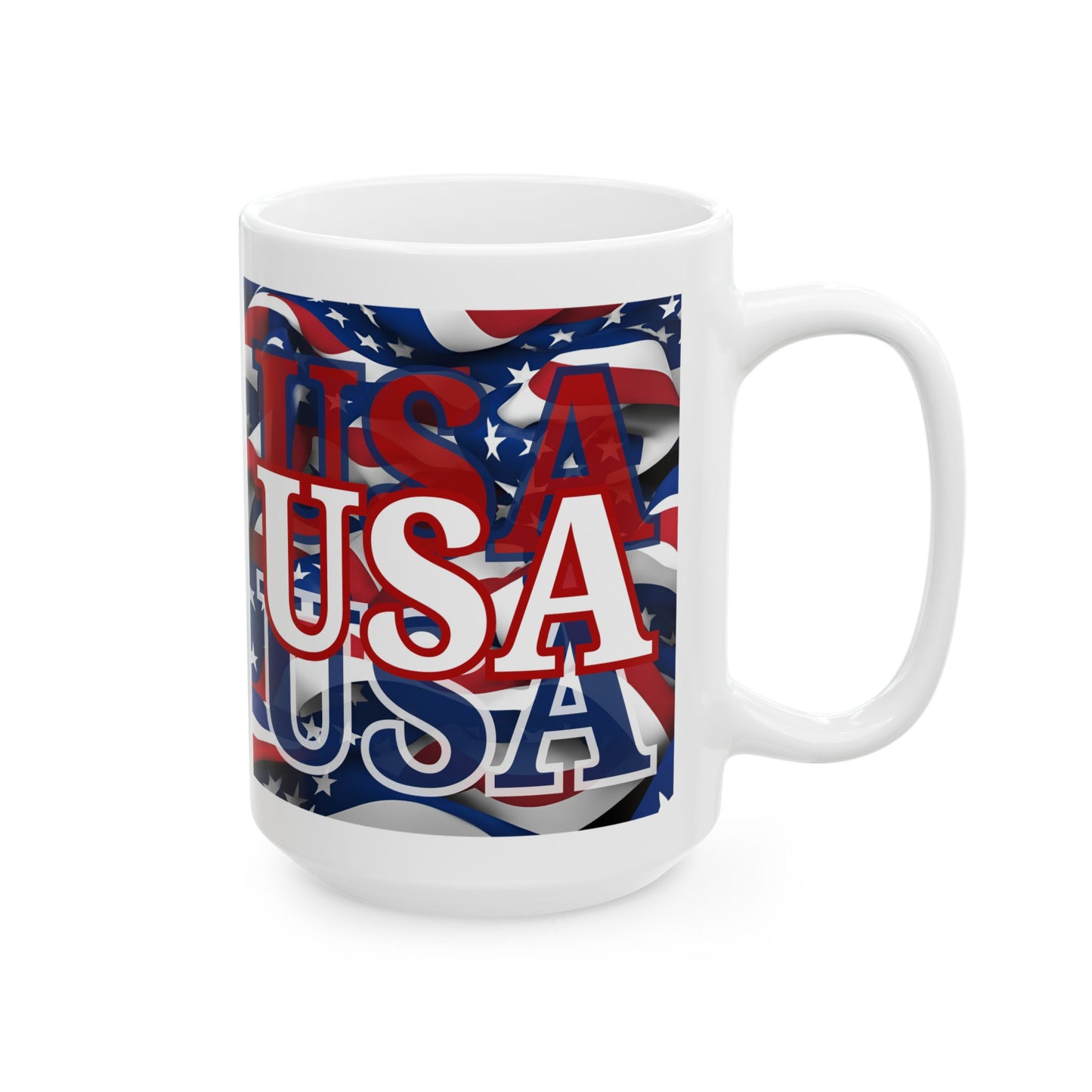 USA White font Center Patriot White Mug by cypherpunkgear.com