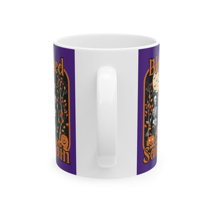 Spooktacular Skeletons of Samhain Purple Mug by cypherpunkgear