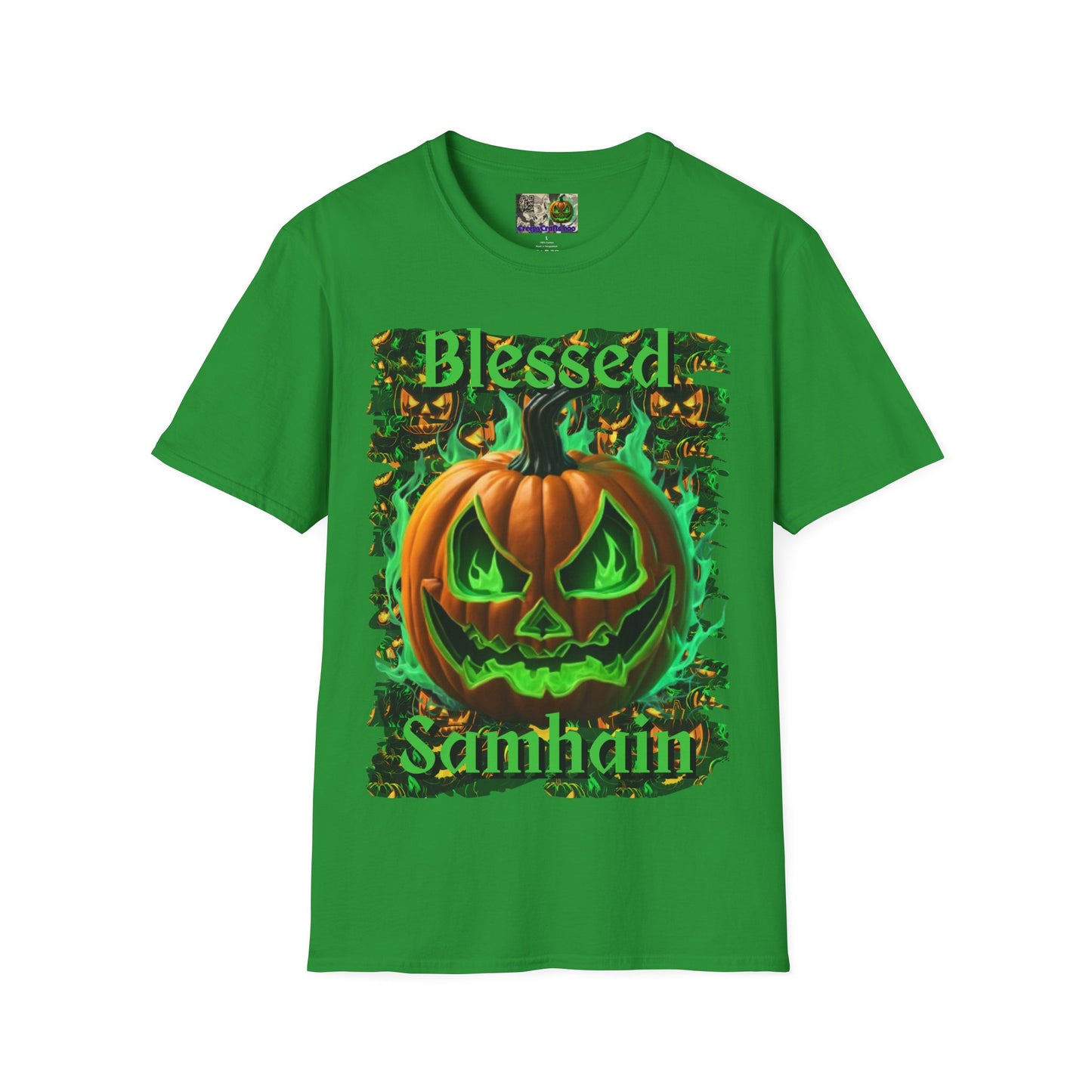 Blessed Samhain Green Jack Dark colors Unisex T-Shirt by CreepyCrafts.boo