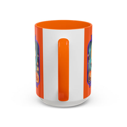 Blessed Samhain Little Witch Purple font Orange Accent Mug by CreepyCrafts.boo