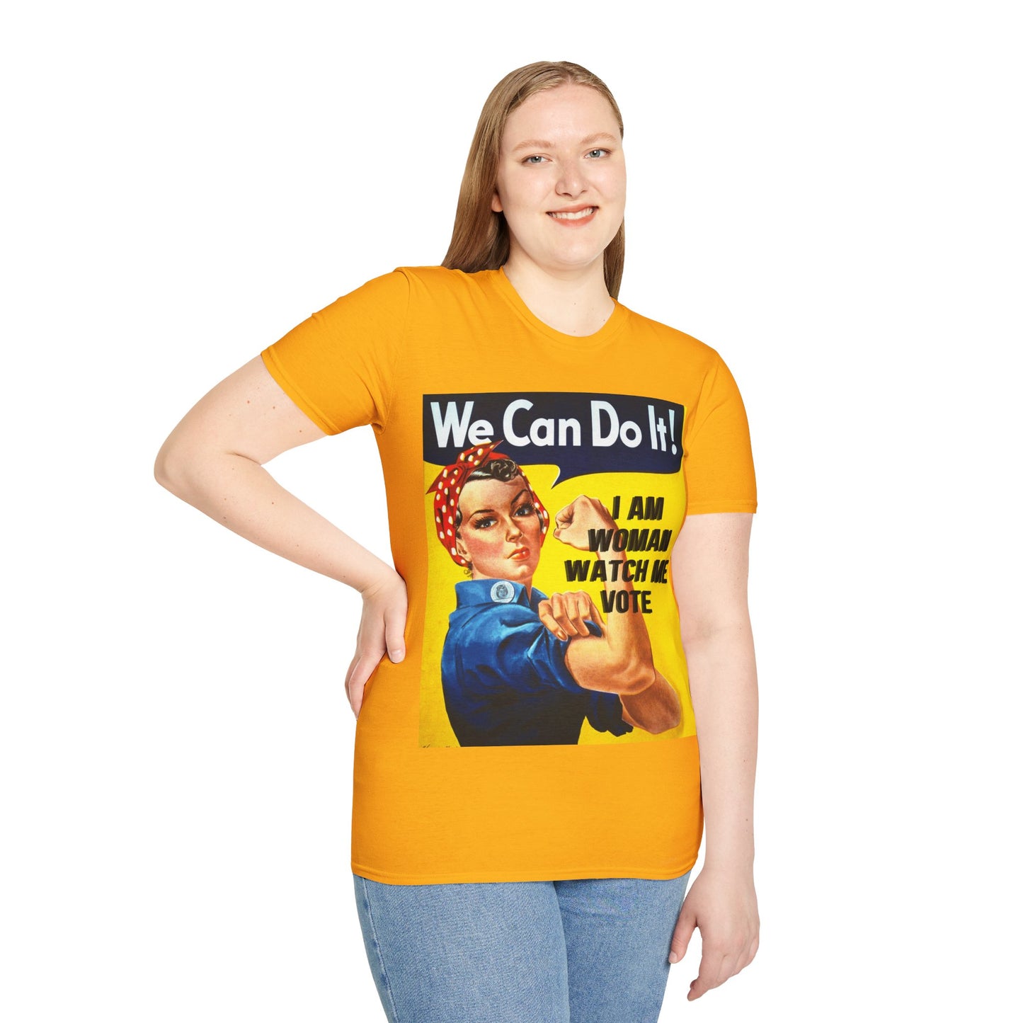 I Am Woman Watch Me Vote Rosie Light colors Unisex T-Shirt by cypherpunkgear.com