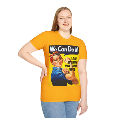 I Am Woman Watch Me Vote Rosie Light colors Unisex T-Shirt by cypherpunkgear.com