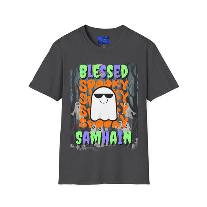 Spooky Blessed Samhain Ghost MXfont Unisex T-Shirt by cypherpunkgear