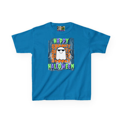 Spooky Happy Halloween Ghost Mixed font Kids Heavy Cotton™ Tee by CreepyCrafts.boo