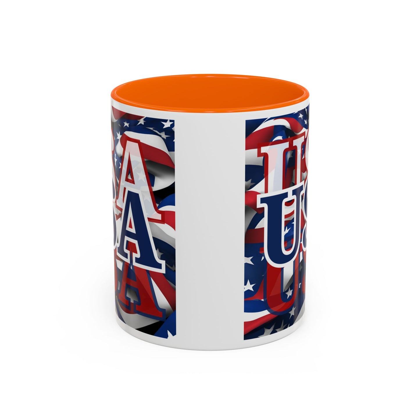 USA Blue font Center Patriot Accent Mug by cypherpunkgear.com