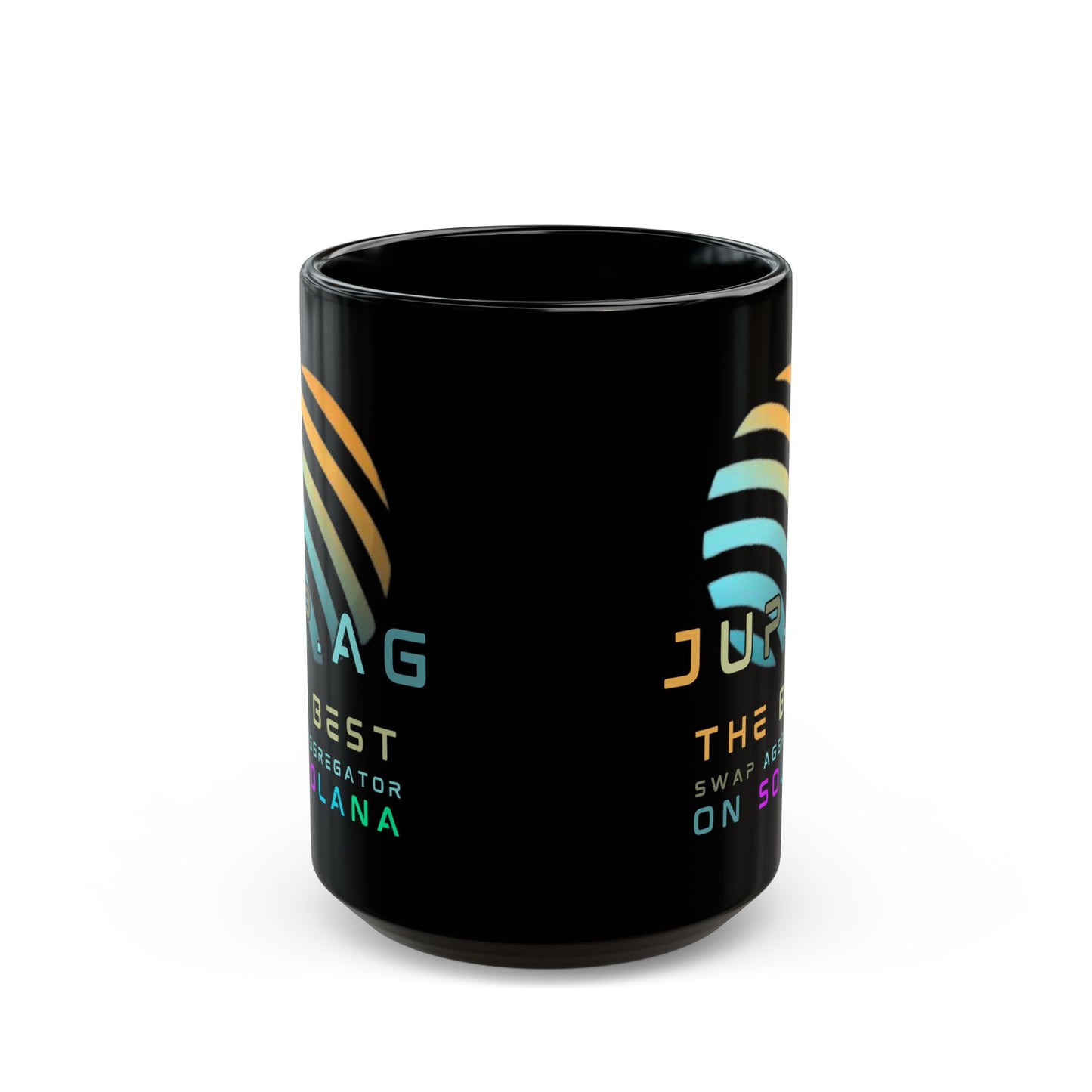 Jupiter (JUP) the best aggregator on Solana Black Mug by cypherpunkgear.com
