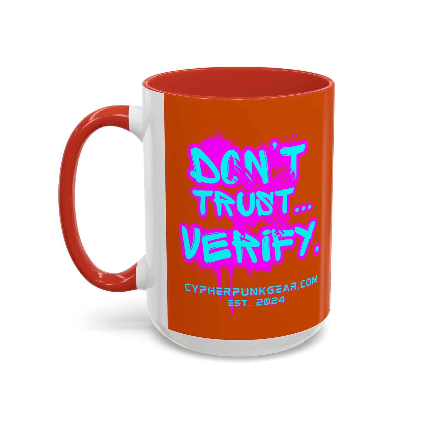 Don't Trust...Verify. Orange Accent Mug by cypherpunkgear.com