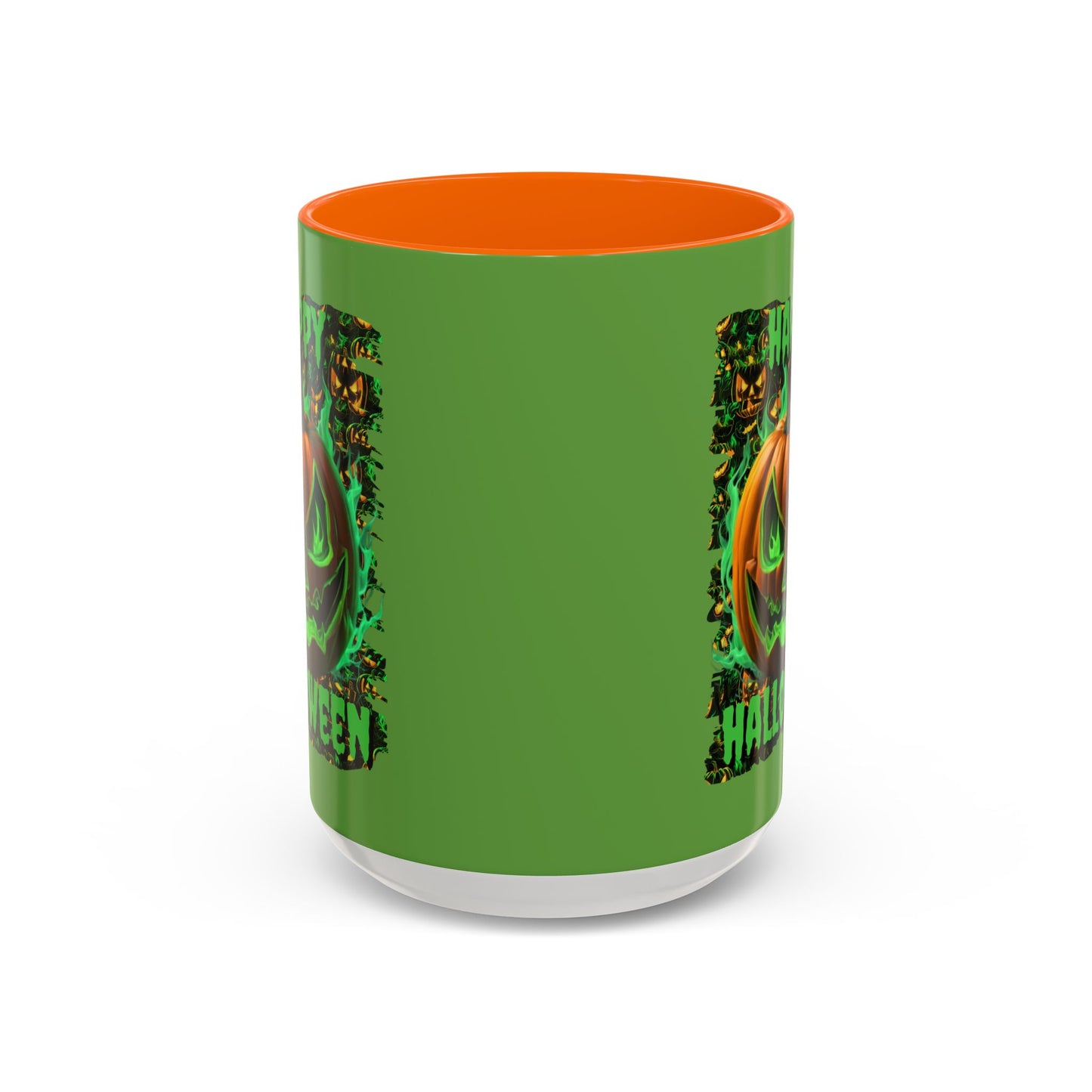 Happy Halloween Green Jack Green Accent Mug by CreepyCrafts.boo