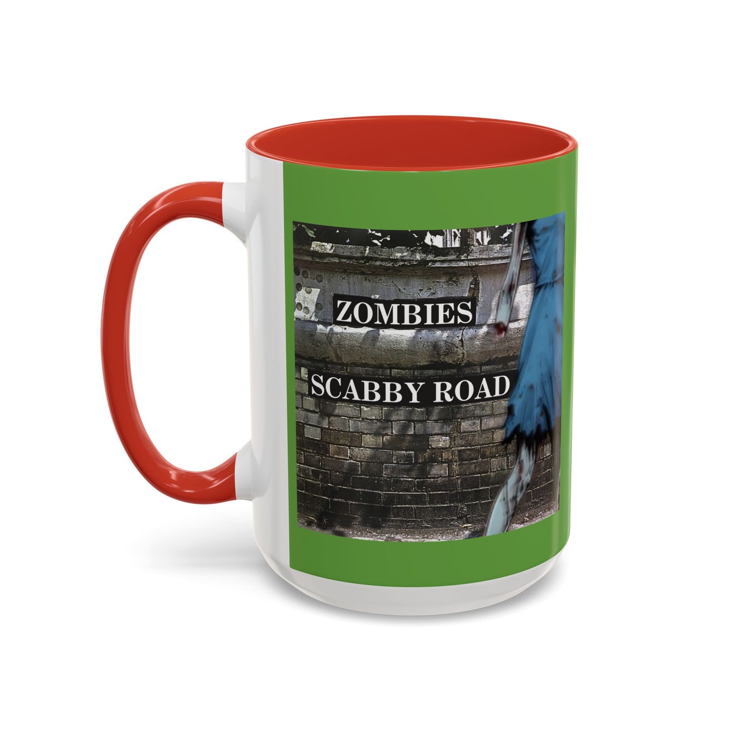 2-sided, Scabby Road Green Accent Mug by CreepyCrafts.boo