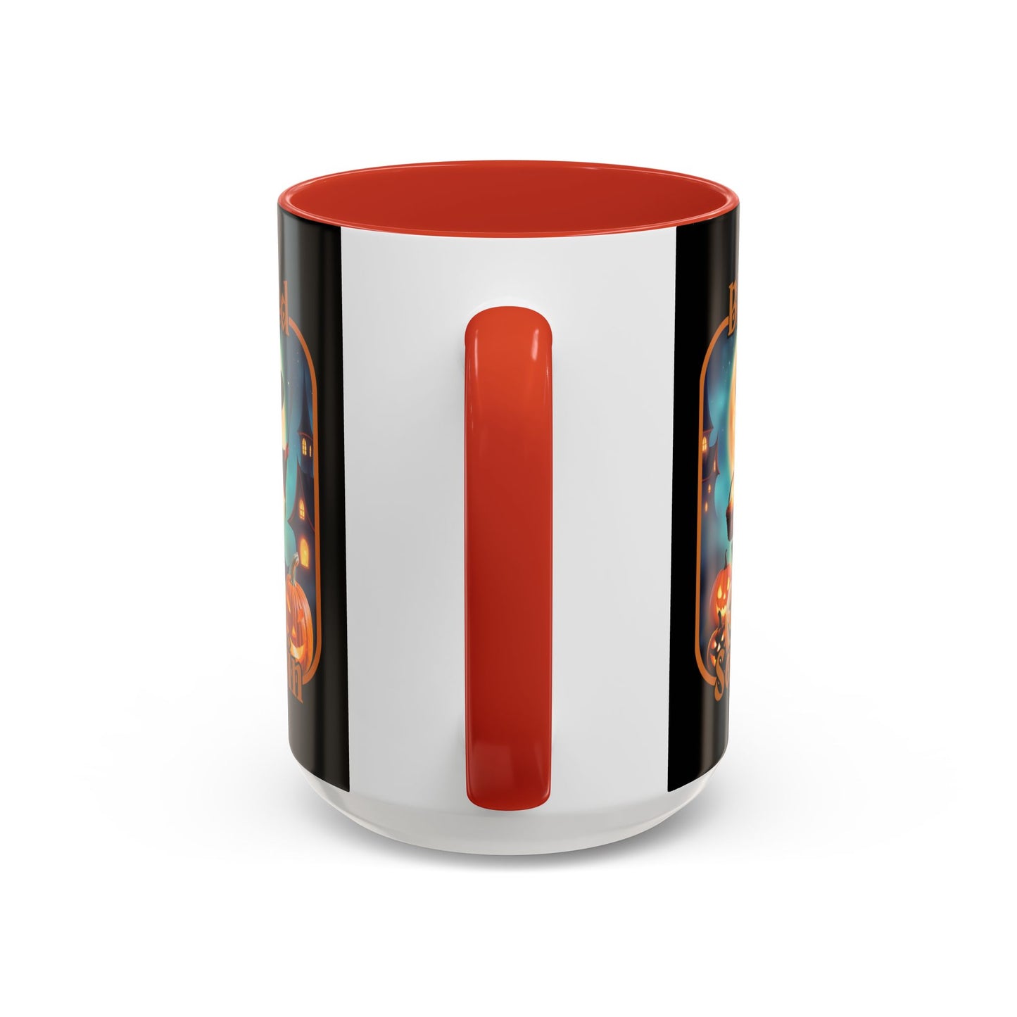 Blessed Samhain Little Witch Orange font Black Accent Mug by CreepyCrafts.boo