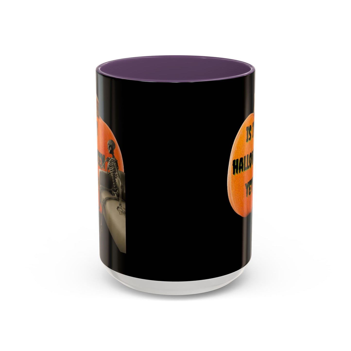 Is it Halloween yet? Skeleton's Giant Pumpkin Black Accent Mug by CreepyCrafts.boo