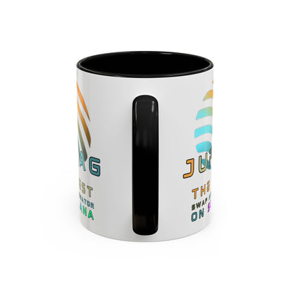 Jupiter (JUP) the best aggregator on Solana White Accent Mug by cypherpunkgear.com
