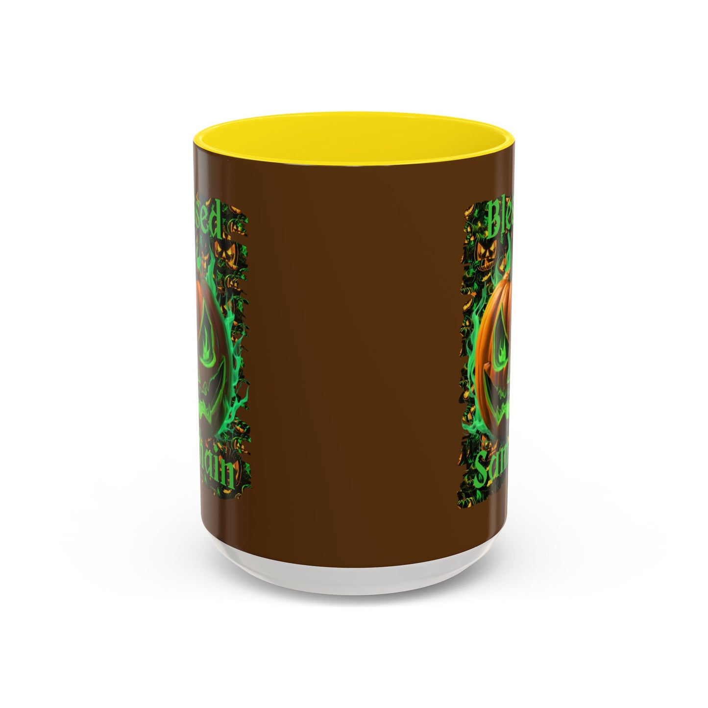 Blessed Samhain Green Jack Brown Accent Mug by CreepyCrafts.boo