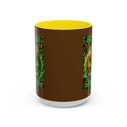 Blessed Samhain Green Jack Brown Accent Mug by CreepyCrafts.boo