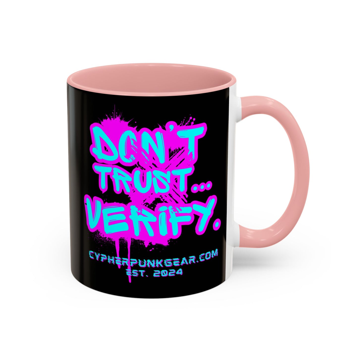 Don't Trust...Verify. Black Accent Mug by cypherpunkgear.com