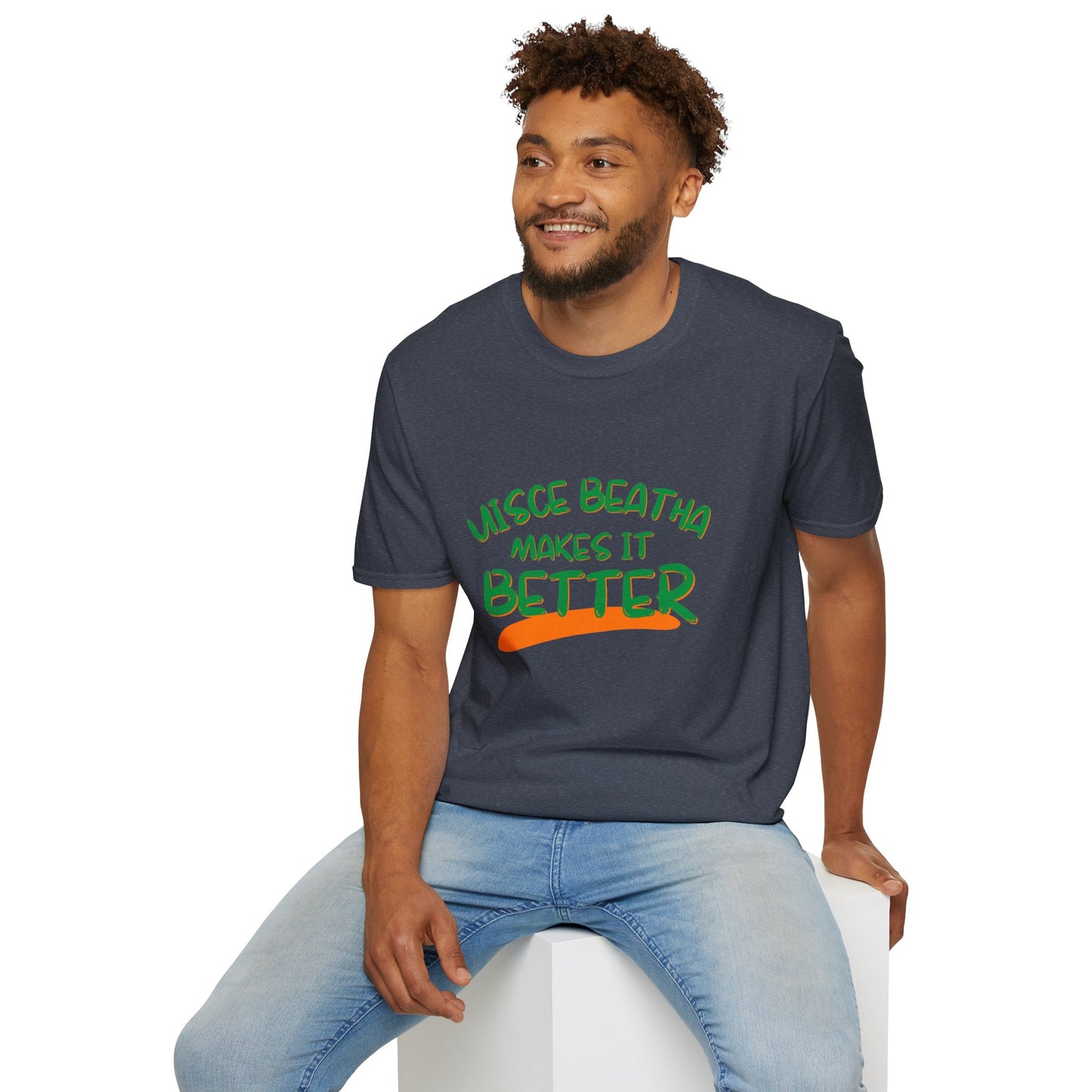 Uisce Beatha makes it better Green font Dark colors Unisex T-Shirt by cypherpunkgear.com