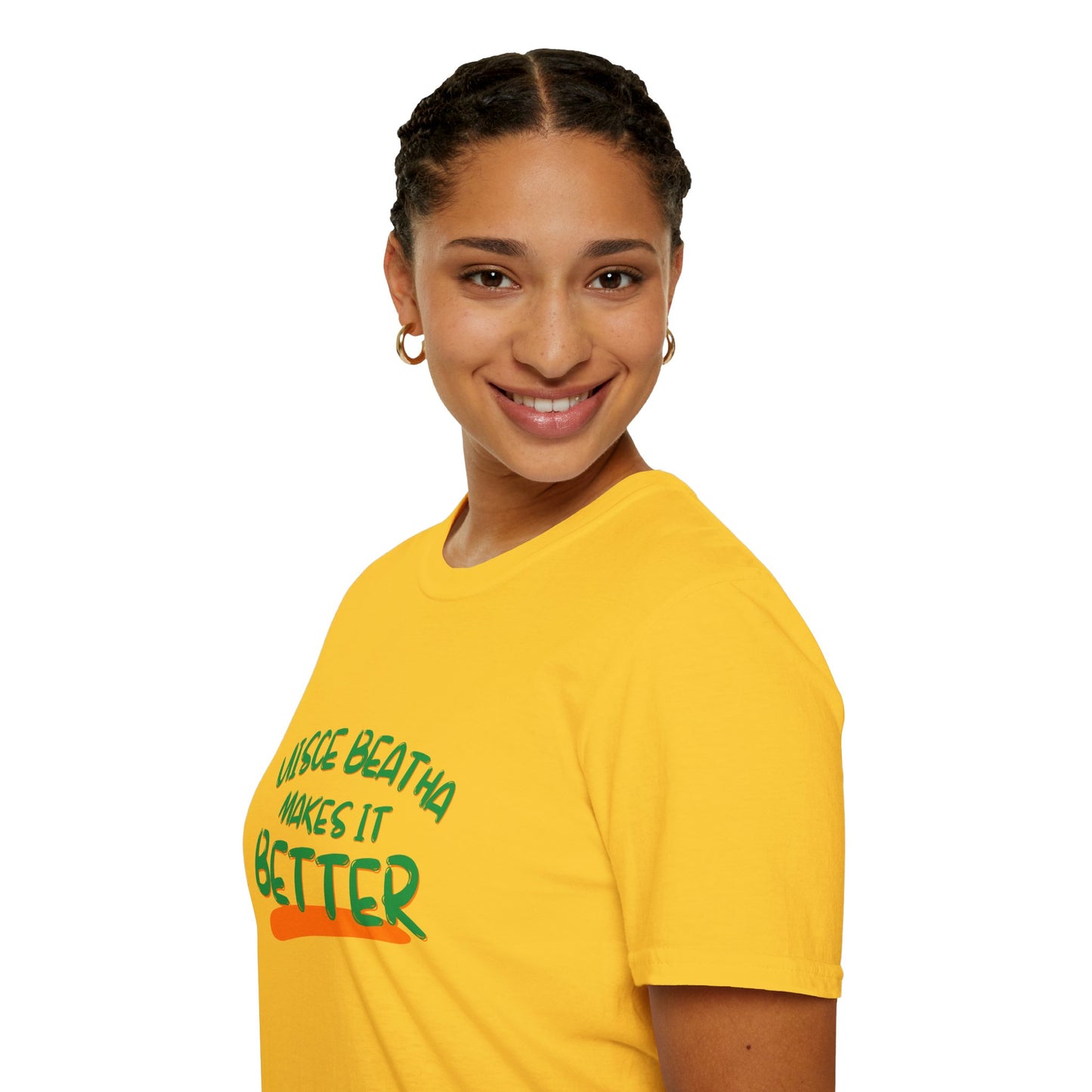 Uisce Beatha makes it better Green font Light colors Unisex T-Shirt by cypherpunkgear.com
