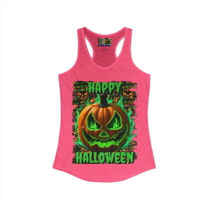 Happy Halloween Green Jack Women's Racerback Tank Top by CreepyCrafts.boo