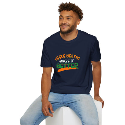 Uisce Beatha makes it better OWGfont DKcolors Unisex T-Shirt by cypherpunkgear.com