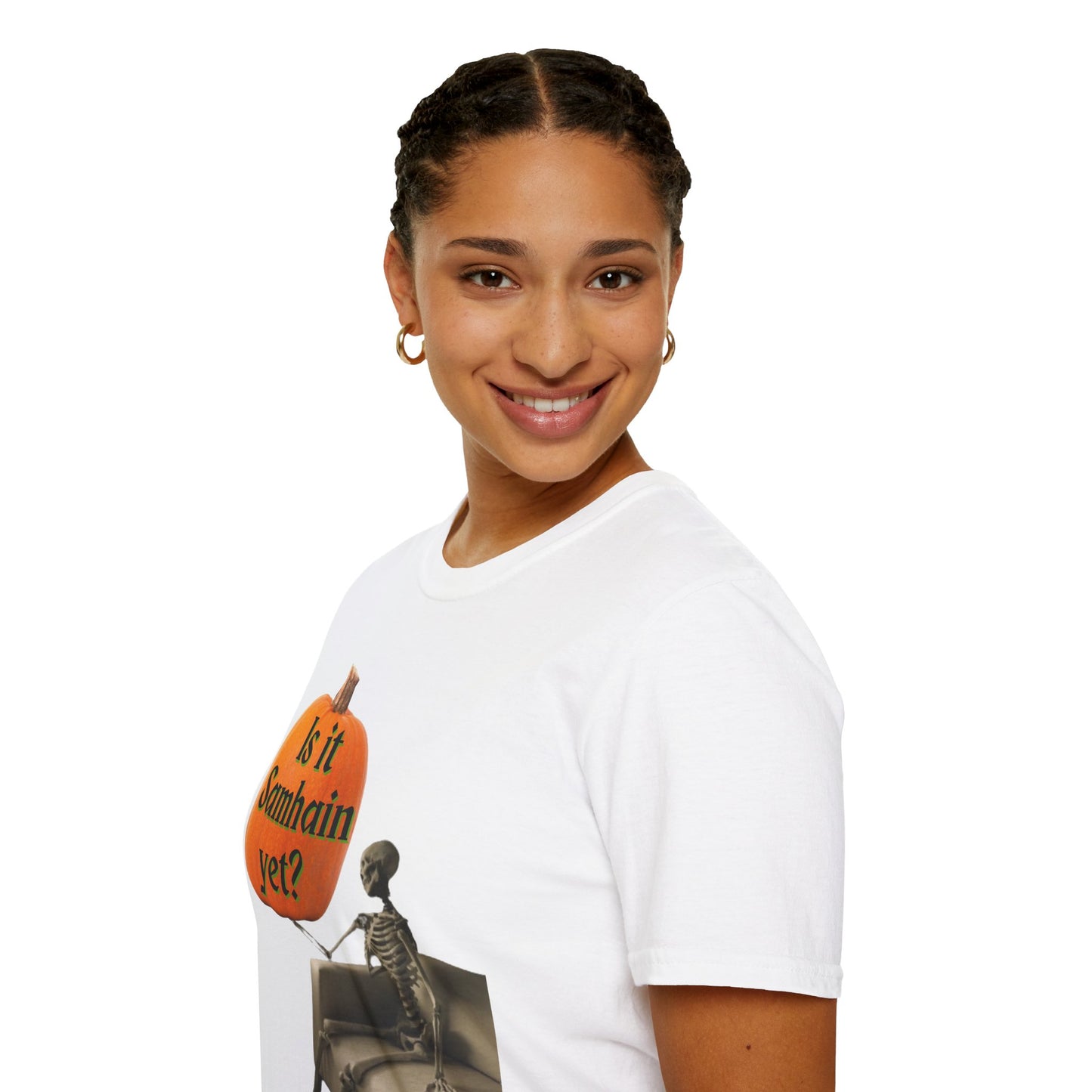 Is it Samhain yet? Skeleton's Pumpkin Light colors Unisex T-Shirt by CreepyCrafts.boo