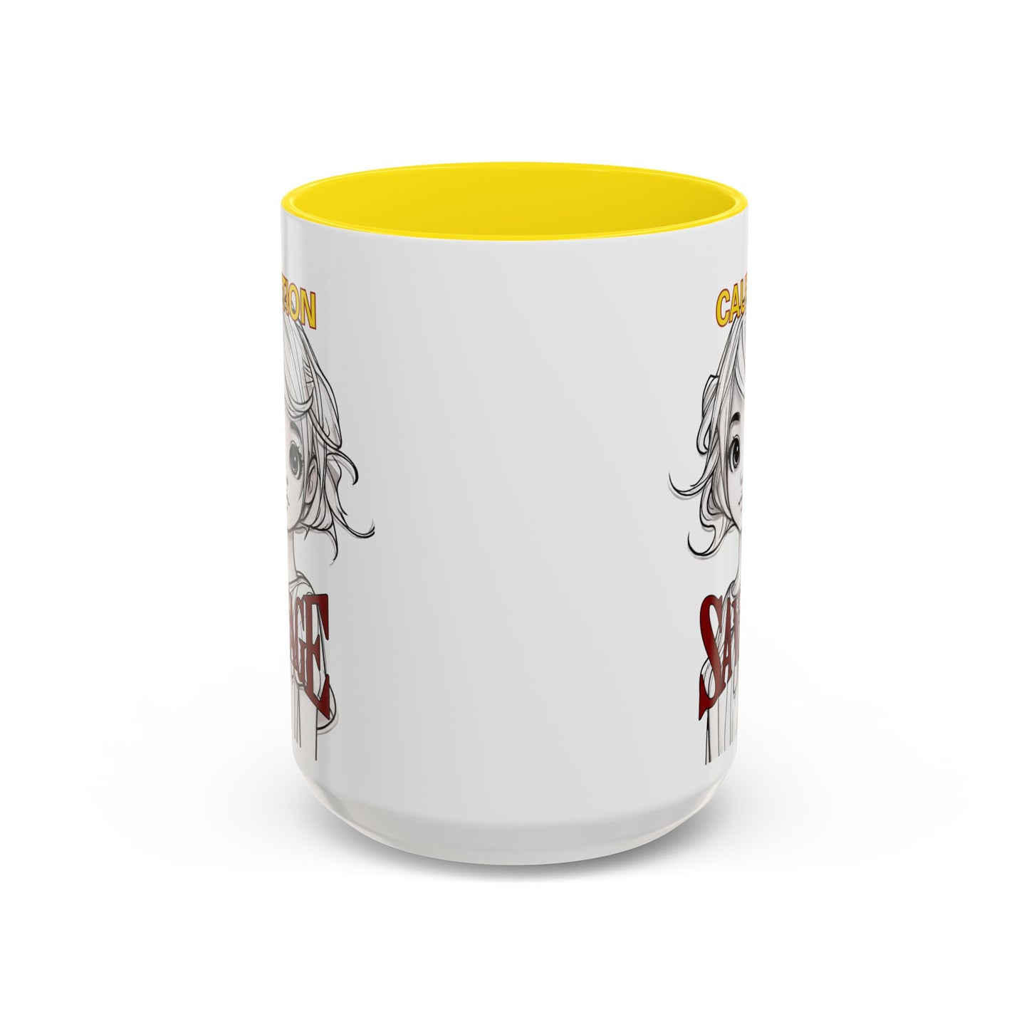 Caution, Savage White Accent Mug by cypherpunkgear.com